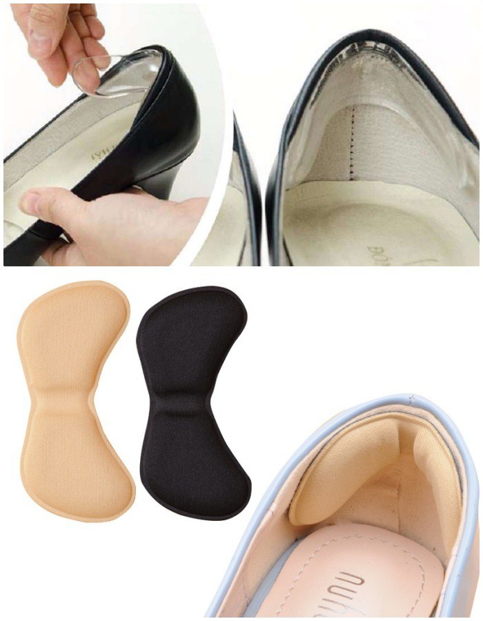 Hoặc không bạn có thể tìm mua miếng lót gót giày bằng silicon trong suốt hoặc bằng bông mút để dán cố định và dùng được lâu hơn.